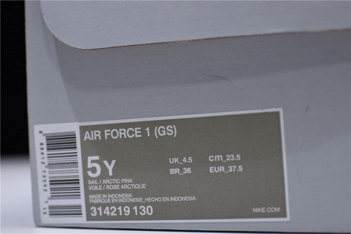 Nike Air Force One 1 Low Sail Artic Pink Satin GS Womens 314219-130